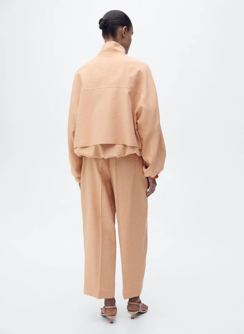 MANGO straight lyocell pleats pants